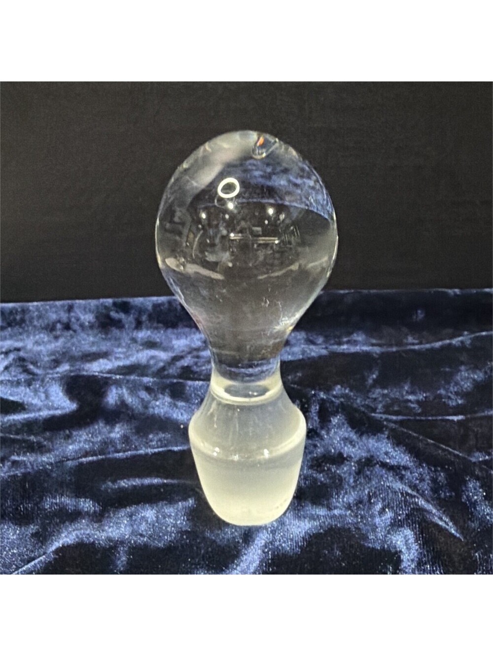 Clear Frosted Glass Bottle Stopper Tapered Ground Plug Round 4 in, 1 Pack